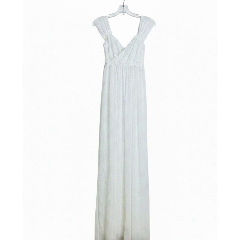 White Lace Goddess Dress Sz Large Open Front Maxi Angel Ethereal Babydoll Fairy